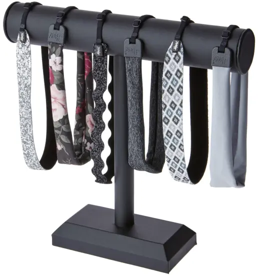 Plymor Black Faux Leather T-Bar Necklace Display Stand, 12" W x 12" H {4}