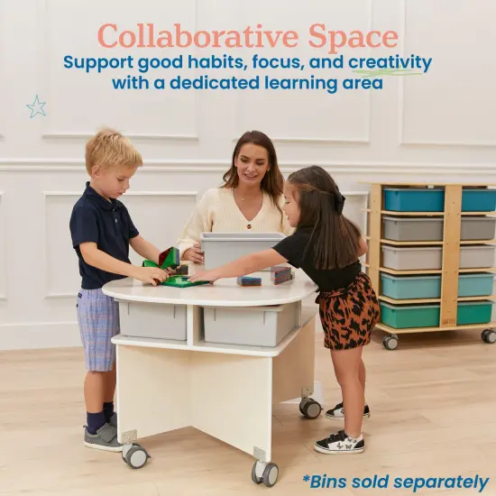 Collaboration Table, Kids Furniture White Wash {3}