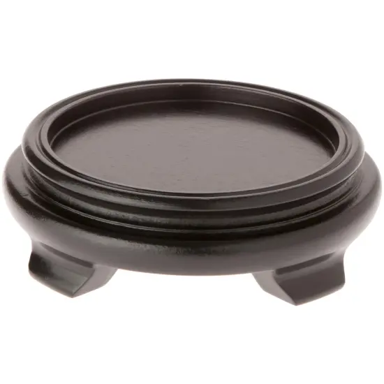 Plymor Black Round Wood Veneer Footed Display Base, 5.5" W x 5.5" D x 1.375" H (4" Display Diameter) {1}