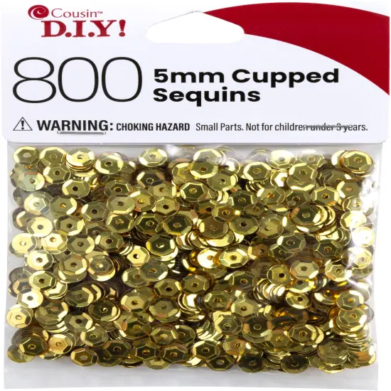 CousinDIY Cupped Sequins-Gold, 5mm 800/Pkg {1}