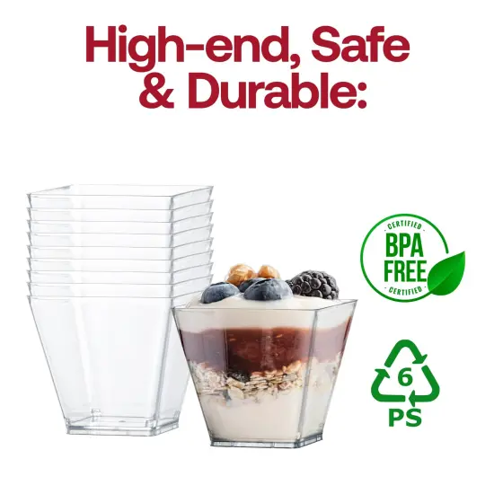 Clear Square Disposable Plastic Mini Cups with Lids - 3.5 oz. (288 Cups) {4}