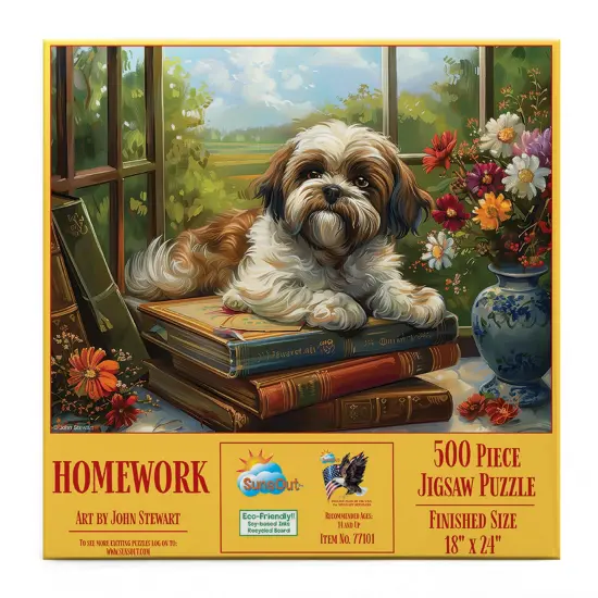 Sunsout Homework Shih Tzu 500 pc Jigsaw Puzzle 77101 {4}