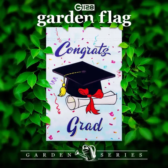 G128 Happy Graduation Congrats Cap Garden Flag 12x18 In Double Sided Graduation Yard Garden Lawn Decoration {2}