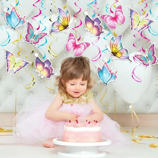 30 Pcs Butterfly Party Decoration Spring Butterfly Hanging Swirl Decoration Spring Summer Butterfly Hanging Ceiling Swirl {2}