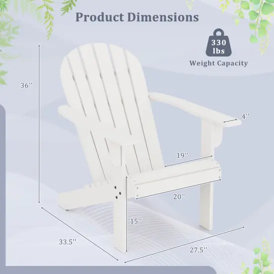 Acacia Wood Lounge Patio Adirondack Chair with Slatted Seat and High Inclined Backrest White {4}