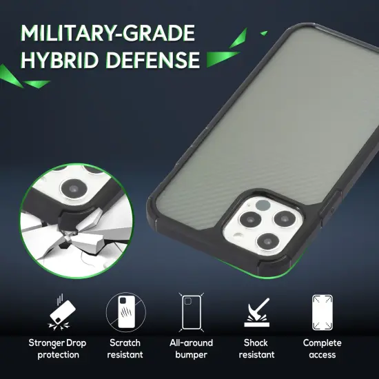 Insten Compatible with iPhone 12 Pro Max Case 6.7 inch (2020) Carbon Fiber Pattern, Matte Translucent PC & Flexible Frame Cover, Minimalist Design, Anti-shock, Full Body Protection, Black {2}