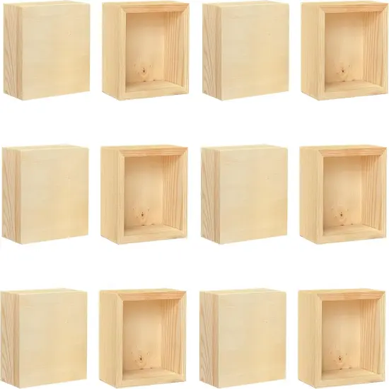 24 Pack 4 Inch Square Wood Box Unfinished Small Wooden Boxes for Crafts (Outer 4.1x 4.1x 2.4 in,Interior 3.5 x 3.5 x 2.3 in) {5}