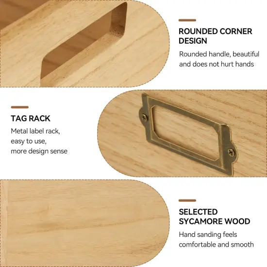 Wooden Vinyl Record Storage Box Storage Crate Box for LP Hold Up to 80 Records Natural {2}