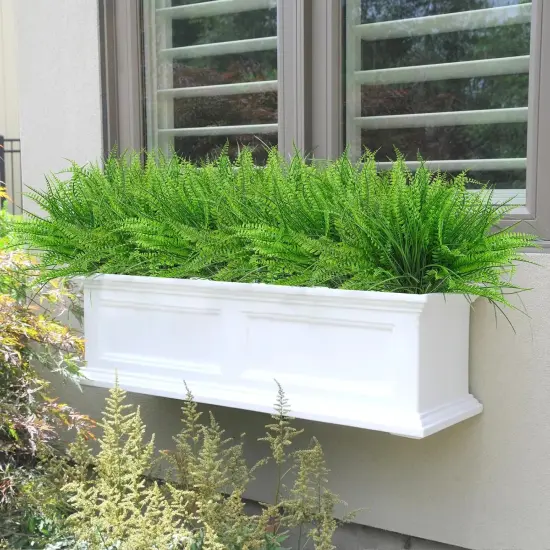 8 Bundles Artificial Plants Boston Fern Wheat Grass Shrubs Outdoor Faux Plants Faux Fern Stems UV Resistant Artificial Outdoor Plants Greenery for Home Gardens Patio Yards Decor {3}