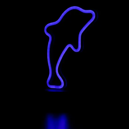 Northlight LED Dolphin Neon Table Light - 10.25" Blue {6}