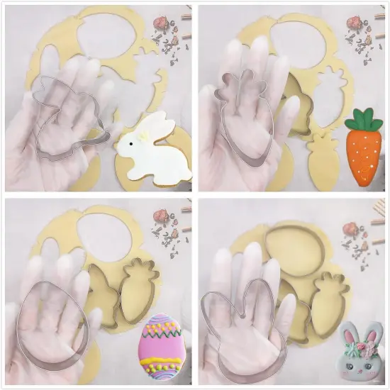 Easter Cookie Cutters, 4pcs Holiday Themed Cutter Carrot Egg Bunny Rabbite Cookie Cutter, Stainless Steel Biscuit Cutters {3}