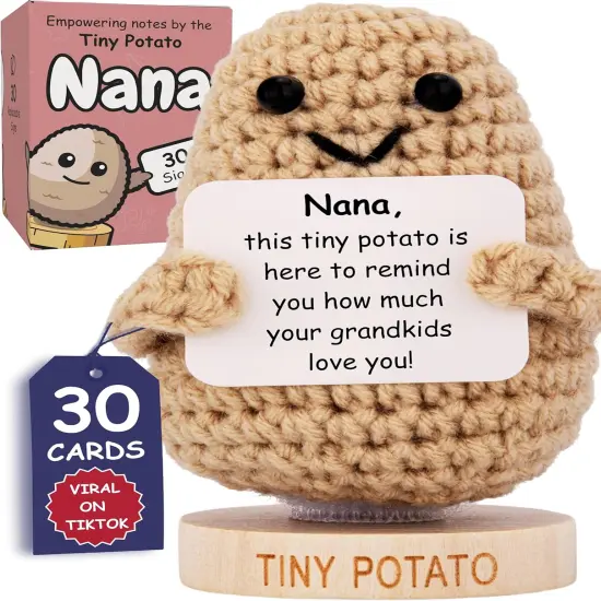 Nana Gift for Mothers Day – Crochet Positive Potato with 30 Signs for Grandma, Thoughtful Mother's Day Gifts for Nana, Birthday Gift from Grandkids, Granddaughter, Grandson - Best Nana Ever Gifts Idea {1}