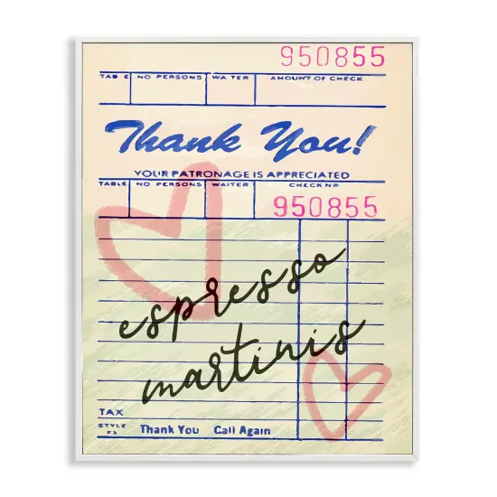 Stupell Industries Espresso Martinis Guest Check Framed Giclee Design by Lil' Rue {1}