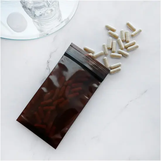 Plymor 3" x 5", 3 Mil Amber UV Zipper Reclosable Plastic Bags {4}