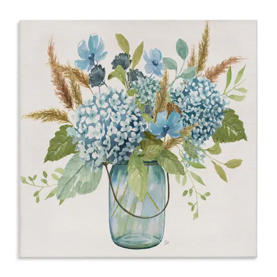 Stupell Industries Hydrangea in Mason Jar Canvas Design by Nan {1}