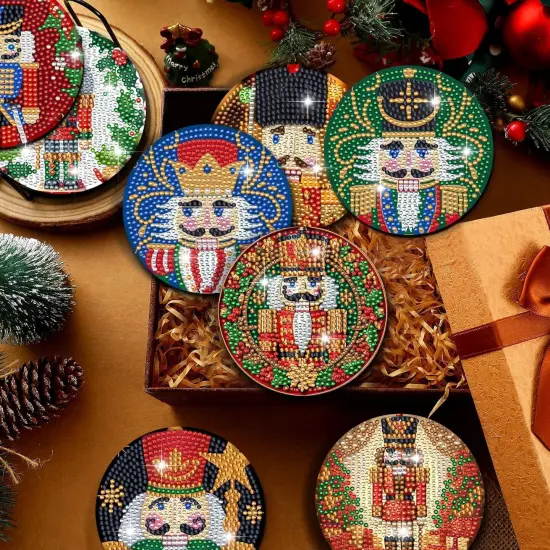 DIY Christmas Soldier Art Coasters with Holder - 8 Pcs Diamond Art Kits for Adults Beginners {3}