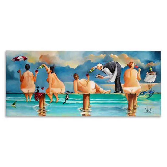 Stupell Industries Nude Ladies Summer Beach WineCanvas Wall Art {1}