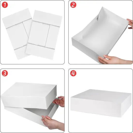 Premium 10 Piece Extra Large Gift Boxes for Presents - Premium White Gift Boxes with Lids at 4-inch Deep {2}