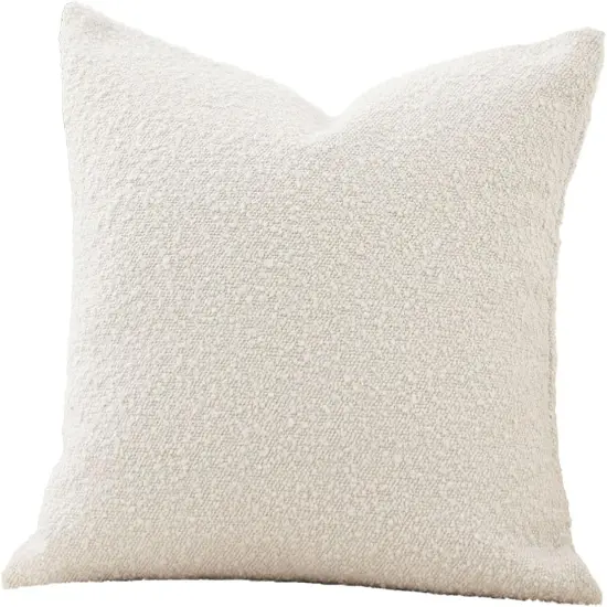 Luxury Decorative Throw Pillow Cover 18 x 18 Inch Textured Boucle Square Sofa Couch Pillow for Living Room Woven Accent Cushion Case, 1PC, Ivory {5}