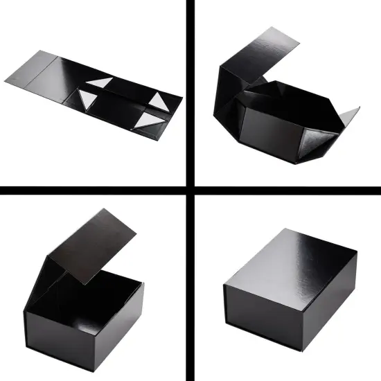 agnetic Gift Boxes with Lids for Birthday, Wedding, Groomsman and Bridesmaid Proposal Box (9.5 x 7 x 4 Inches) (Gloss Black) - 6 Pack {4}