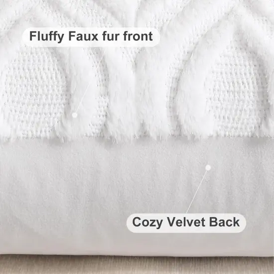 Throw Pillow Covers 18x18 Inch Set of 2, Soft Plush Faux Wool White Couch Pillow Covers, Spring Solid Dyed Accent Pillow Cases for Sofa Bed Living Room Home Decor {4}