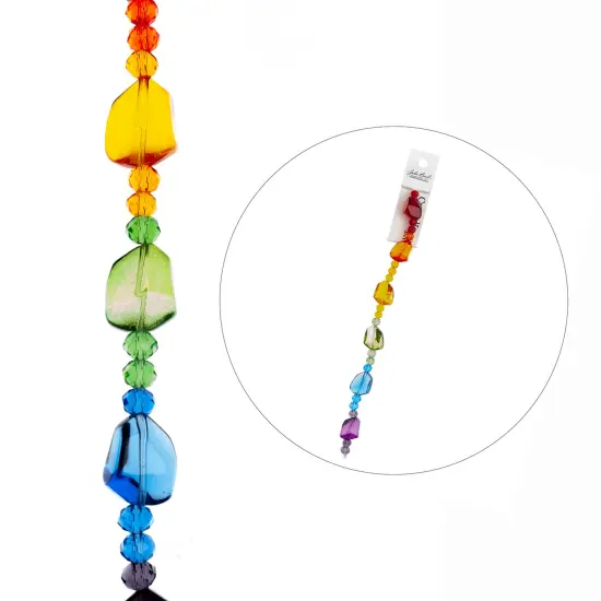Crystal Lane DIY 7" Designer Glass Focal Bead Mix Strand Nuggets Rainbow Mix {5}