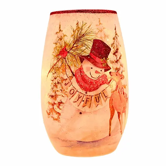 Stony Creek 5.25 In Joyful Winter Pre-Lit Sm Vase Christmas Lighted Glass Accent , Christmas Decor Christmas Snowman Electric DEER {1}