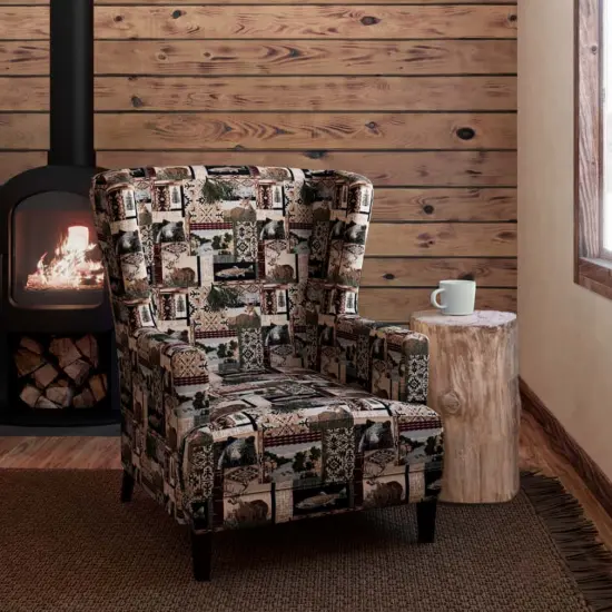 Nature Navy - Blue,Brown Novelty Upholstery Fabric 54 Inches" {2}