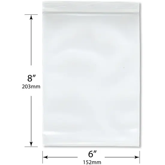 Plymor 6" x 8" (Pack of 100), 8 Mil Extra Thick Heavy Duty Zipper Reclosable Plastic Bags {3}