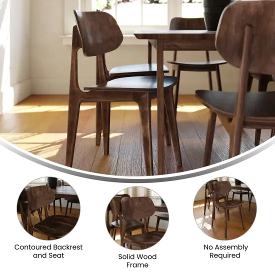 Emma and Oliver Gentry Set of 2 Solid Wood Dining Chairs with Curved Oval Backrests Black {11}