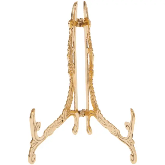 Bard's Ornate Hinged Brass Plate Stand, 7.5" H x 5" W x 5.5" D (For 5" - 10" Plates) {1}
