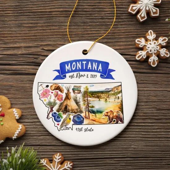 Artistic Montana State Themes and Landmarks Christmas Ornament {2}