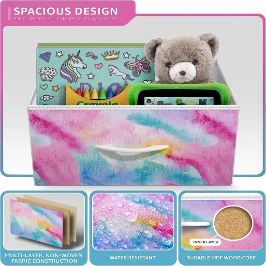 Sorbus Narrow 5 Drawers Nightstand with Steel Frame, Wood Top, Easy Pull Fabric Bins for Home, Bedroom, Office & Dorm Watercolor tie dye {5}