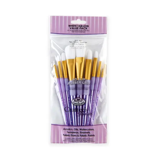 RCC 307 | Crafter's Choice&trade; 9pc White Taklon Variety Brush Set {1}