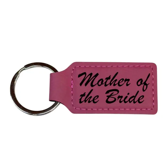 Keychain - Rectangle - Mother of the Bride - Leather Pink/Black {1}