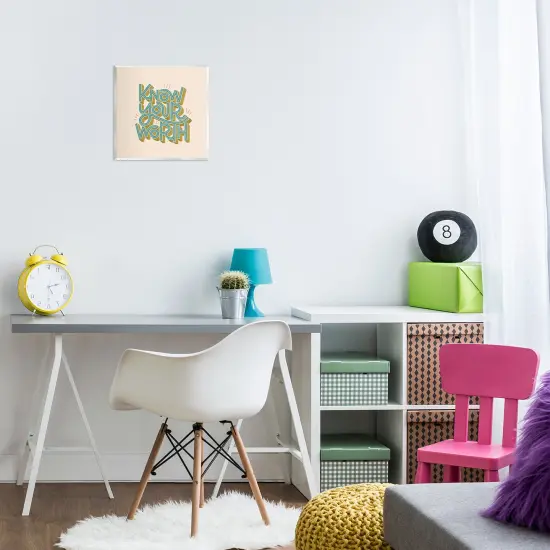 Stupell Industries Know Your Worth Green on Beige Wall Plaque Design by Sarah Hickman {2}