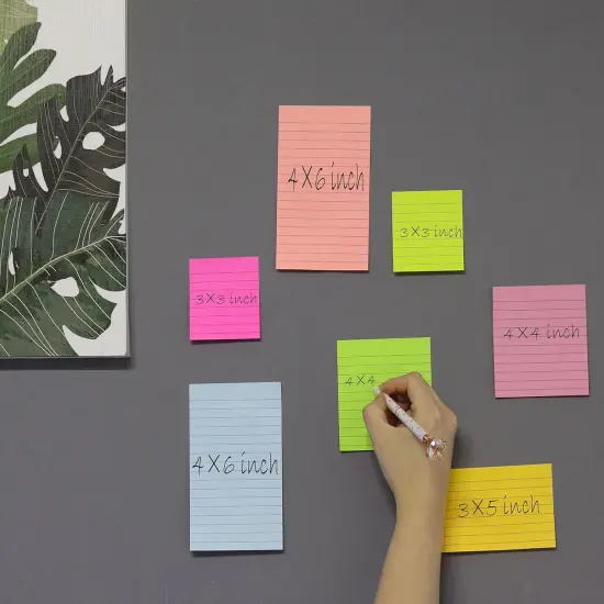 (8 Pads) Lined Sticky Notes, 8 Colors Self Sticky Notes Pad Its, Bright Post Stickies Colorful Big Rectangular Sticky Notes for Office, Home, School, Meeting, 40 Sheets/pad {4}