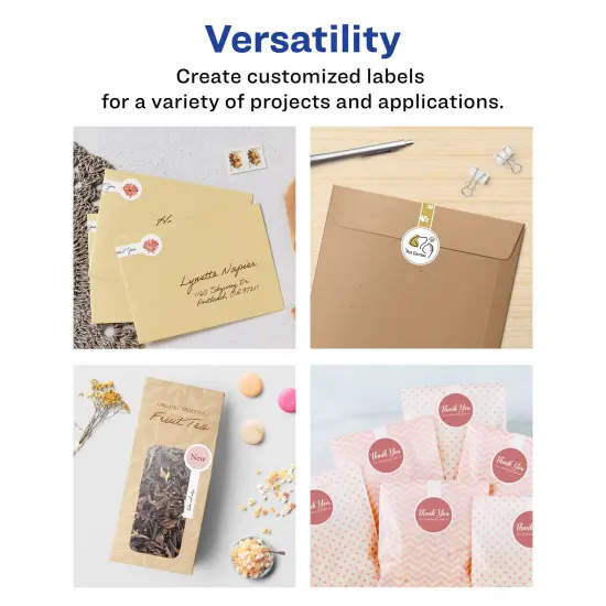 Avery Matte White Removable Lollipop Labels with Sure Feed Technology, Print-to-the-Edge, 1.5" x 4" {3}