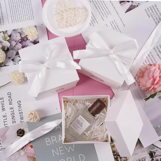 12Pack Small Gift Boxes with Lids, White Gift Boxes with Ribbon for Birthday, Present Packing, Party Favor, Candle Boxes, Treat Boxes, Wedding. {3}