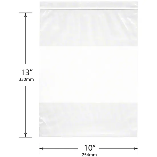 Plymor 10" x 13", 2 Mil with White-Block Zipper Reclosable Plastic Bags {3}