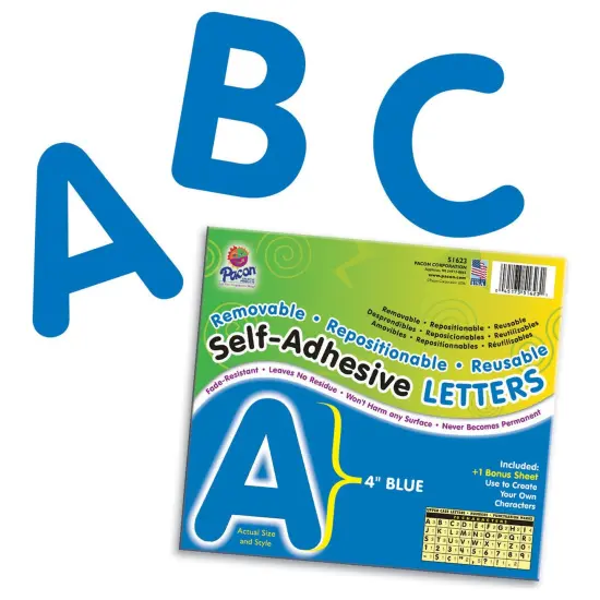 Self-Adhesive Letters, Blue, Puffy Font, 4", 78 Characters {1}