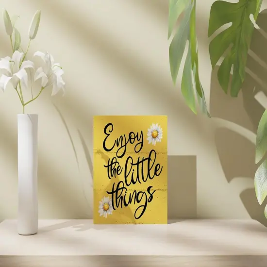 Summer Daisies Wooden Box Sign For Tabletop Decor, Bathroom Shelf Decoration, Farmhouse Living Room Bedroom Wall Decor, Enjoy The Little Things Sign {2}