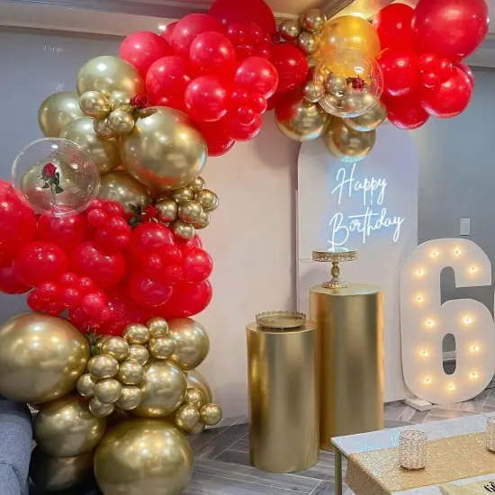 Red and Gold Balloon Garland Kit, 124Pcs Balloons Arch Kit, Bright Durable Latex Balloons {4}