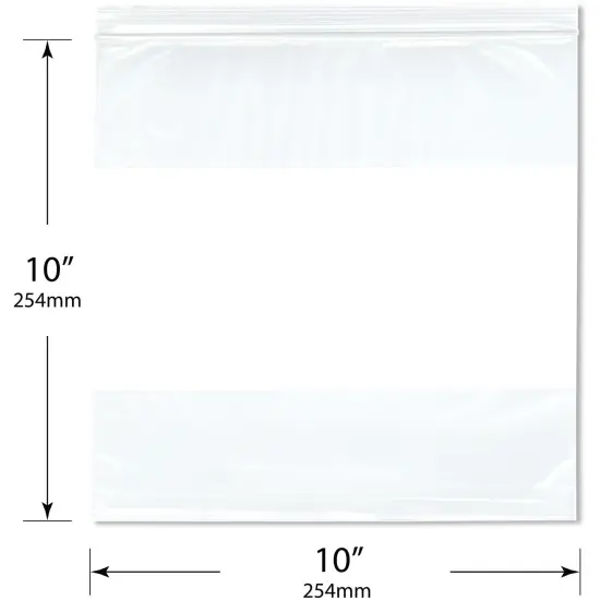 Plymor 10" x 10" (Pack of 100), 2 Mil White-Block Zipper Reclosable Plastic Bags {3}
