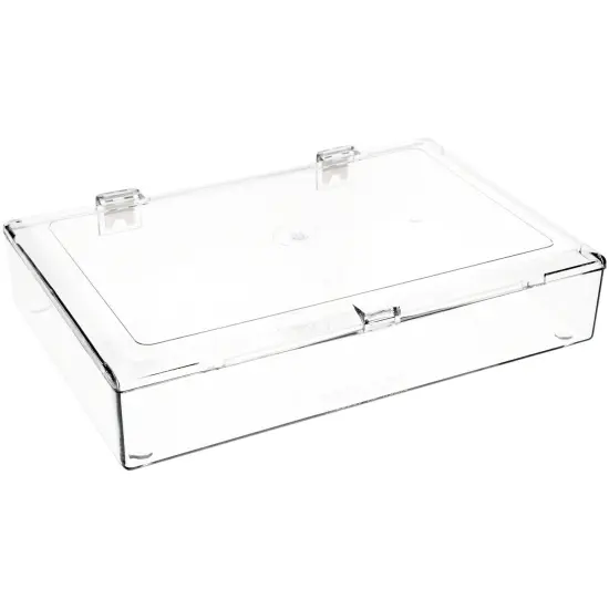 Pioneer Plastics 600C Clear Rectangular Plastic Hinged Container, 9.5" W x 6.25" D x 1.5625" H {1}