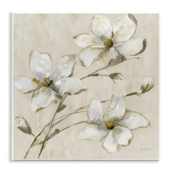 Stupell Industries Neutral Tone Dogwood Flowers Wall Plaque Design by Sally Swatland {1}