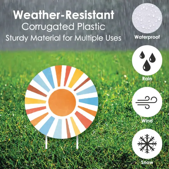 Big Dot of Happiness Here Comes the Son Outdoor Baby Shower Decorations, Retro Sun-Shaped Lawn Ornaments, Boy Boho Party Yard Signs - 10 Piece {5}