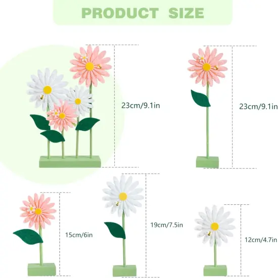 Summer Felt Pink White Daisy Decorations Boho Daisy Standing Tabletop Decorations Daisy Centerpieces Valentine's Day Girl Girlfriend Gift {5}
