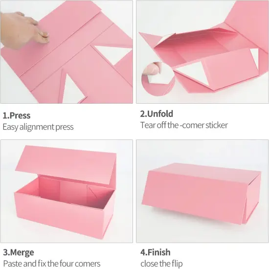 Pink Gift Box 12" x 6" x 4" with Magnetic Closure Lid Gift Box for Presents,Bridesmaid Gifts Box,Cute Box,Birthday Gift box,Luxury for Gift Packaging, Magnetic Gift Box for Wrapping Gifts (Pink) {3}