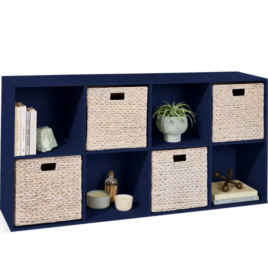 Best Choice Products 8-Cube Bookshelf, 11in Display Storage System, Organizer w/ Removable Back Panels Navy {1}